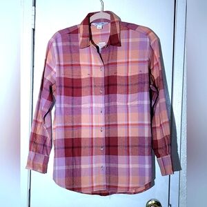 Old Navy Women's sizeS Orange Flannel The Boyfriend Shirt New With Tags